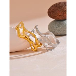 Open Gold Wave Bangle Cuff