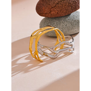 Open Gold Wave Bangle Cuff