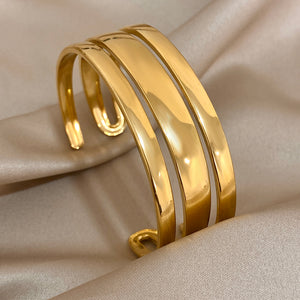 Stacked Smooth Gold Cuff