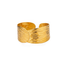 Load image into Gallery viewer, Feathered Gold Bangle Cuff