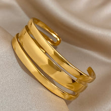 Load image into Gallery viewer, Stacked Smooth Gold Cuff