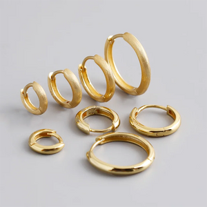 Matte Gold Wide Hoop Earrings - SMALL