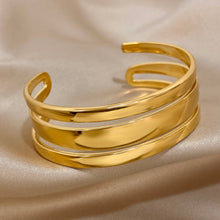 Load image into Gallery viewer, Stacked Smooth Gold Cuff