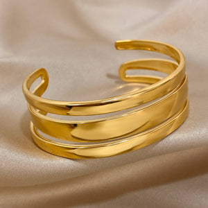 Stacked Smooth Gold Cuff