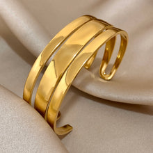 Load image into Gallery viewer, Stacked Smooth Gold Cuff