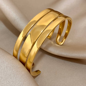 Stacked Smooth Gold Cuff