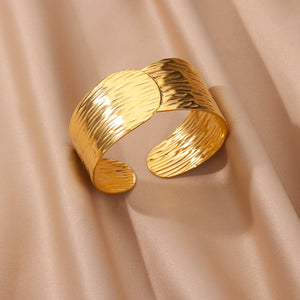 Feathered Gold Bangle Cuff