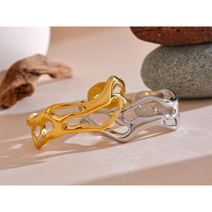 Open Gold Wave Bangle Cuff