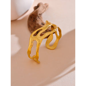 Open Gold Wave Bangle Cuff