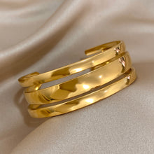 Load image into Gallery viewer, Stacked Smooth Gold Cuff